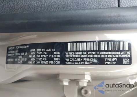 2015 Jeep Renegade Latitude z USA, uszkodzony, nr VIN ZACCJBBH1FPB89091